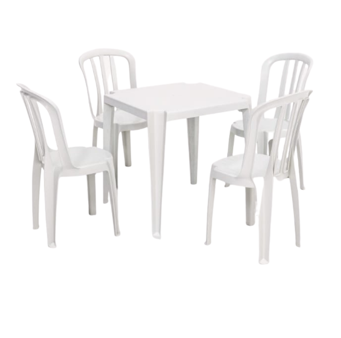 Conjunto de Mesa com cadeira Bistrô Marrom - Rei do Plástico